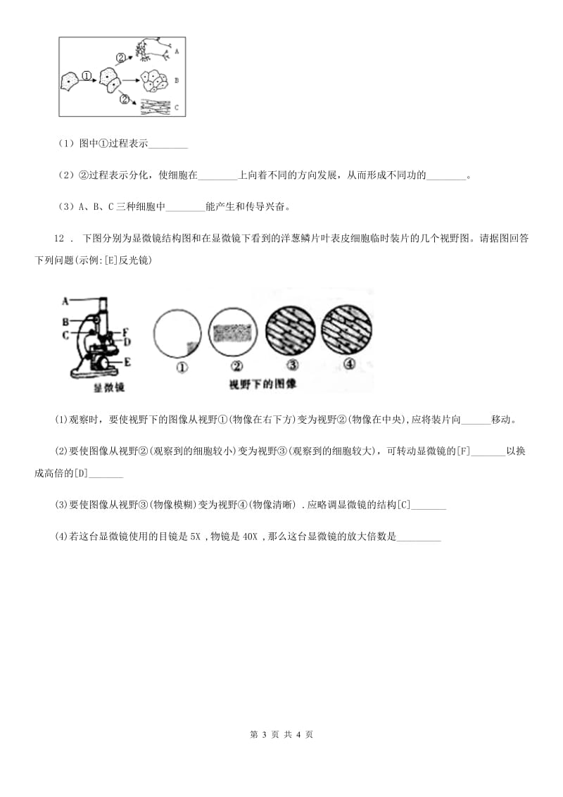 九年级第一次月考生物试题_第3页