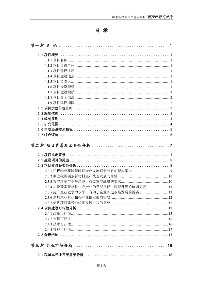 碳素新材料生产建设项目可行性研究报告-可修改模板案例_第2页