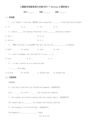 人教新目標(biāo)版英語九年級UNIT 7 Section B課時(shí)練習(xí)