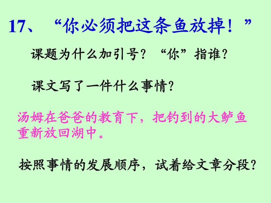 蘇教版三下語(yǔ)文17《你必須把這條魚(yú)放掉》ppt_第1頁(yè)