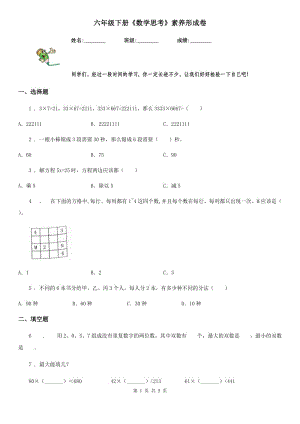 六年級下冊《數(shù)學(xué)思考》素養(yǎng)形成卷