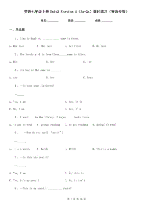 英語七年級(jí)上冊(cè)Unit3 Section A（3a-3c）課時(shí)練習(xí)（青島專版）