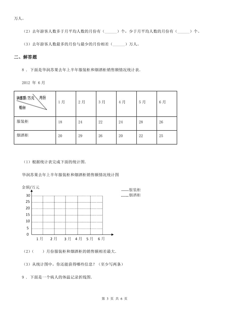 苏教版数学五年级下册第二单元《折线统计图》达标金卷（B卷）_第3页