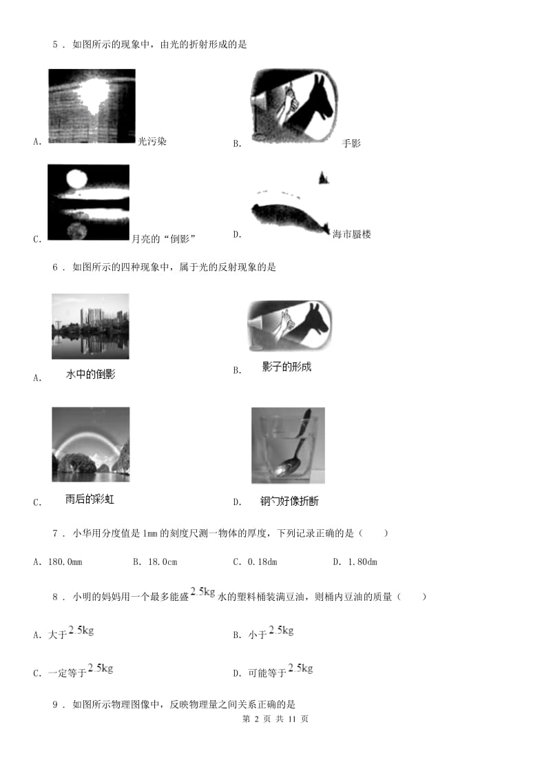 八年级（上）期末综合测试物理试题_第2页