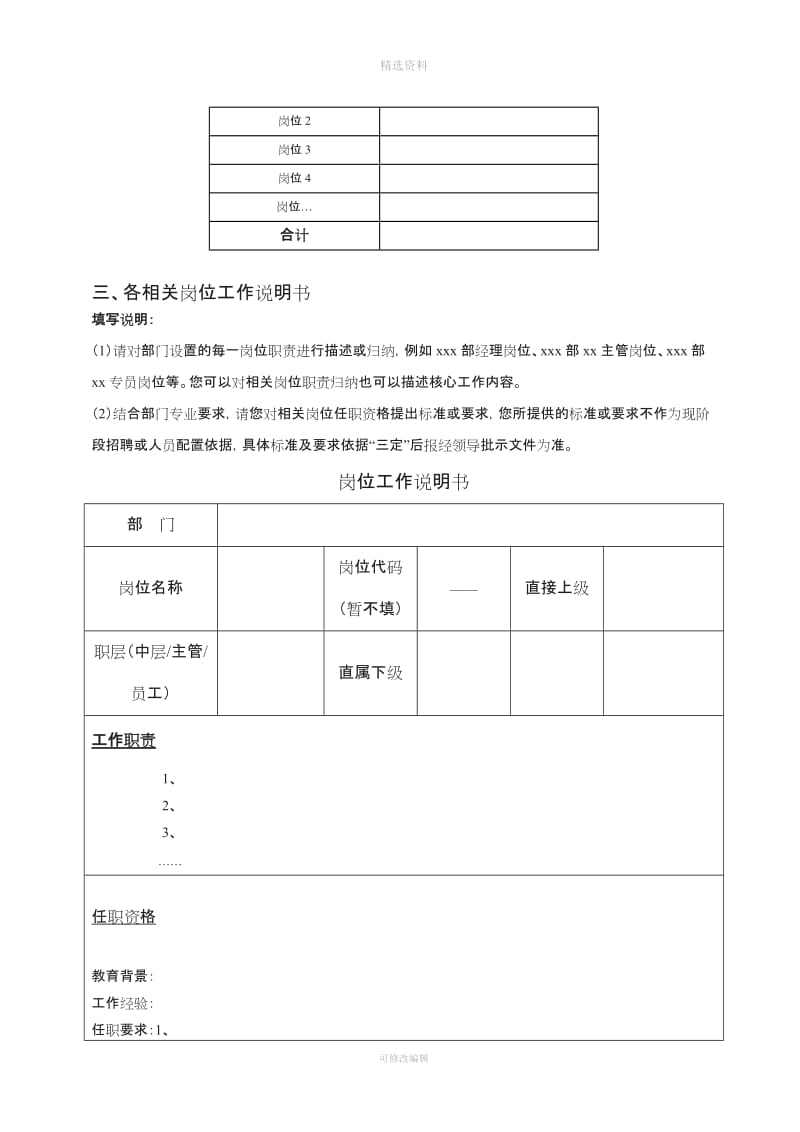 xx公司各部门组织架构、岗位设置及制度建设梳理模板_第3页