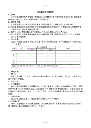 質(zhì)檢部績效考核制度