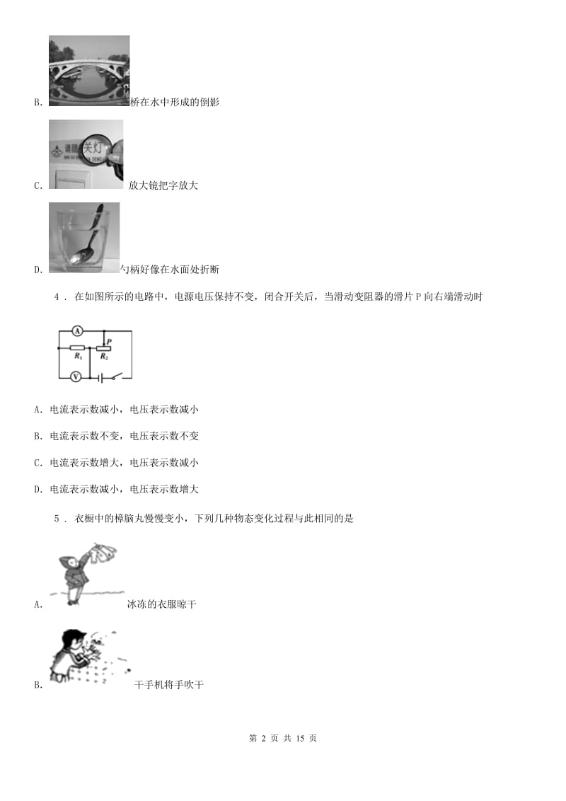 中考一模物理试题（2020届十二月质量检测）_第2页