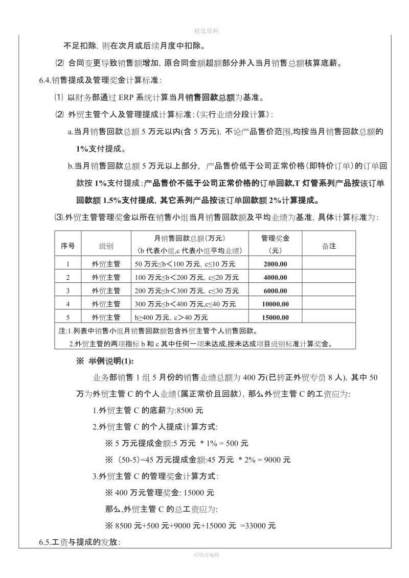 WI-MK-03-002A1-外贸主管提成管理制度20150701[001]_第3页