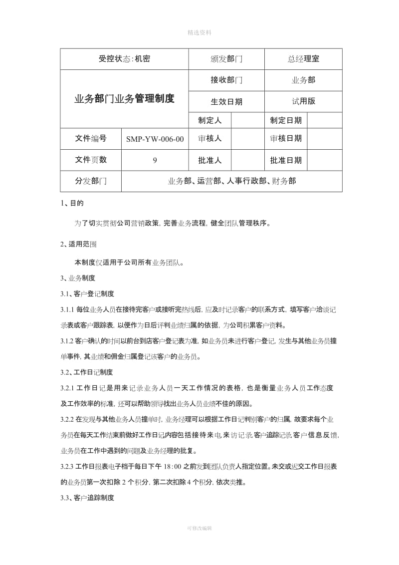 业务部团队管理制度超实用_第1页