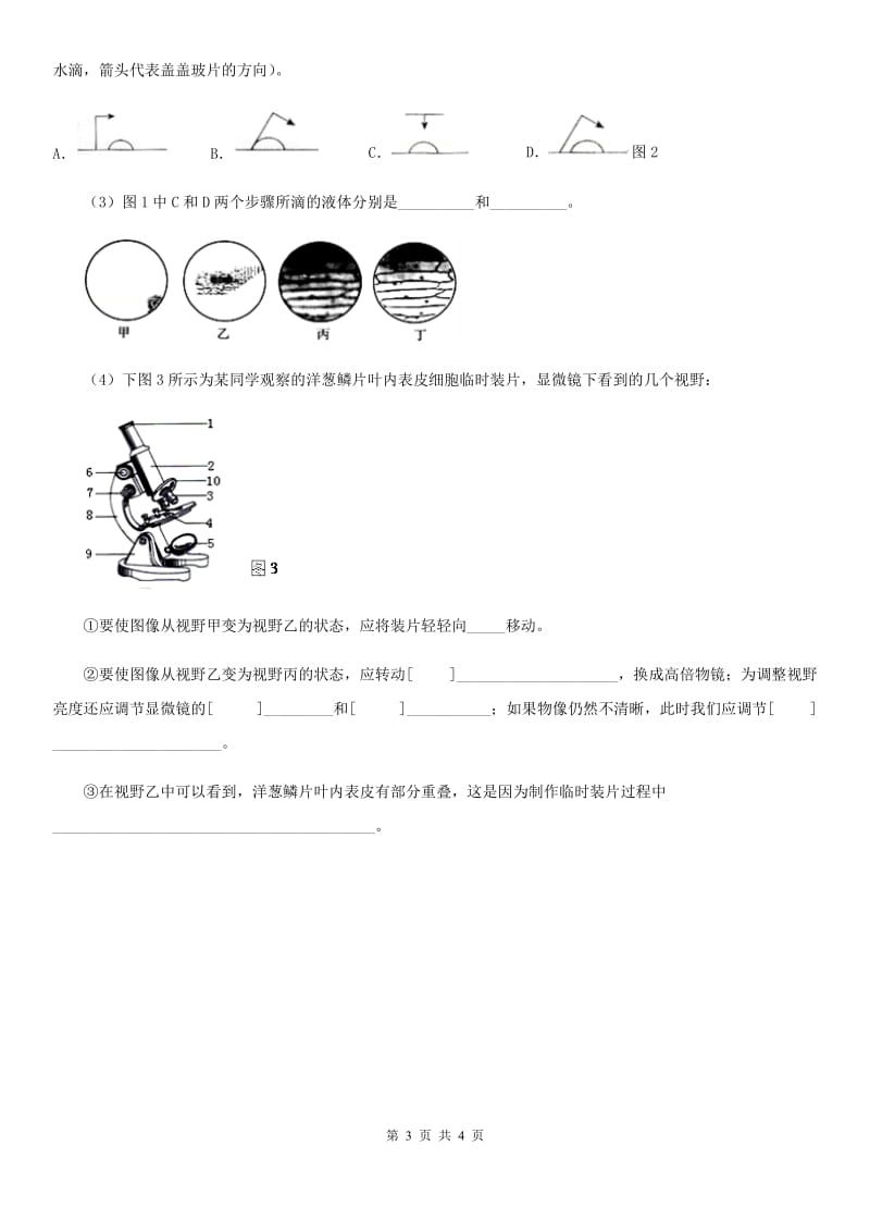 人教版（新课程标准）2019-2020年度七年级上学期期中考试生物试题（I）卷_第3页