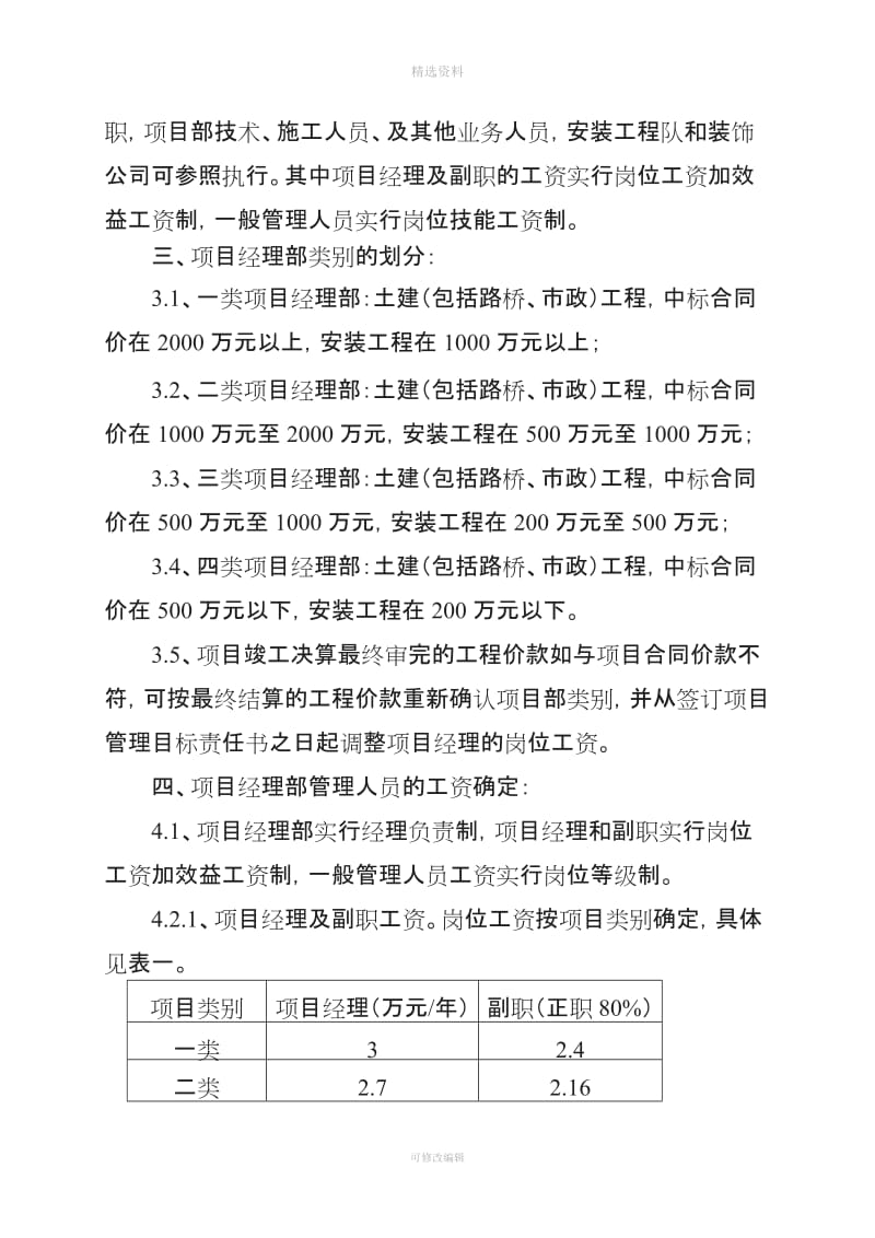 关于对项目部管理人员工资制度进行修订的办法_第2页