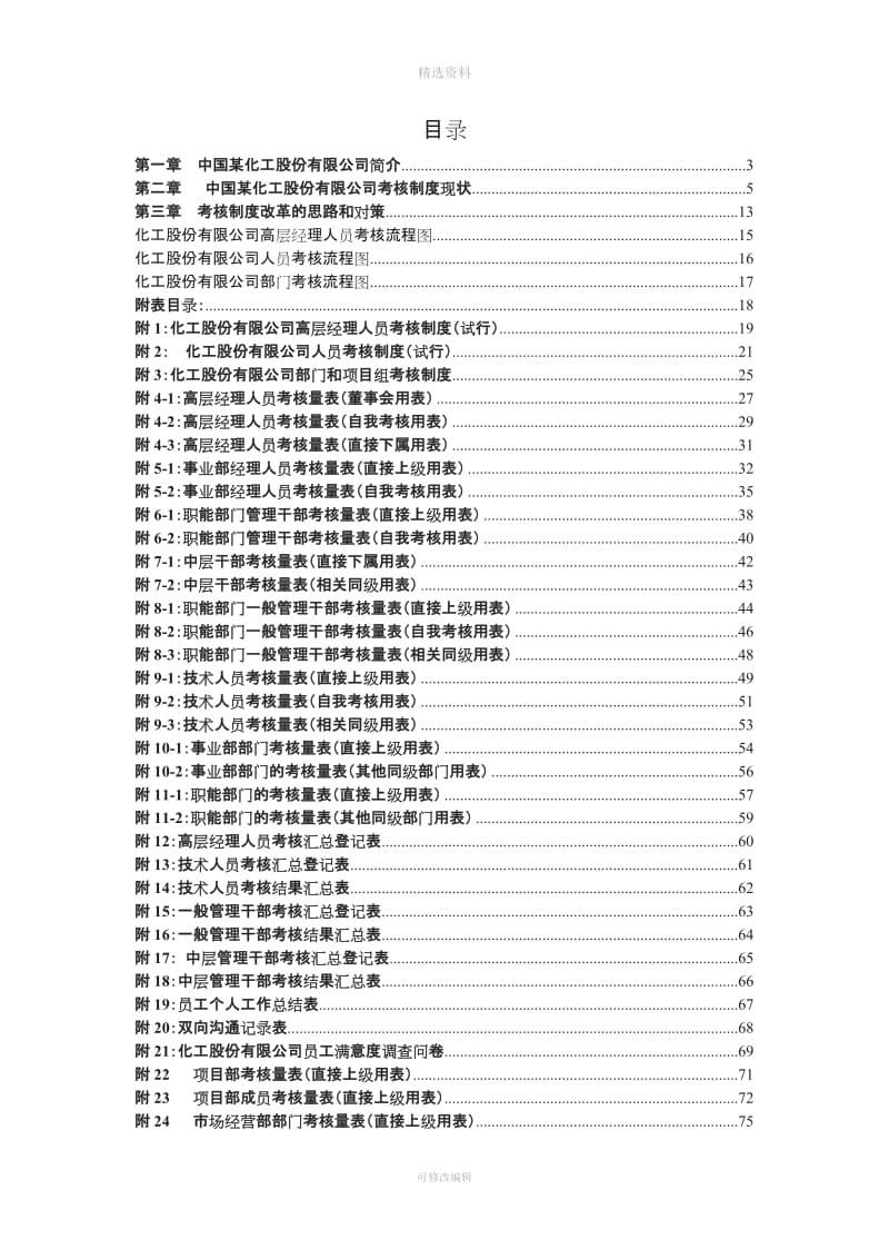 某化工股份有限公司绩效考核管理体系制度表格汇编DOC页_第1页