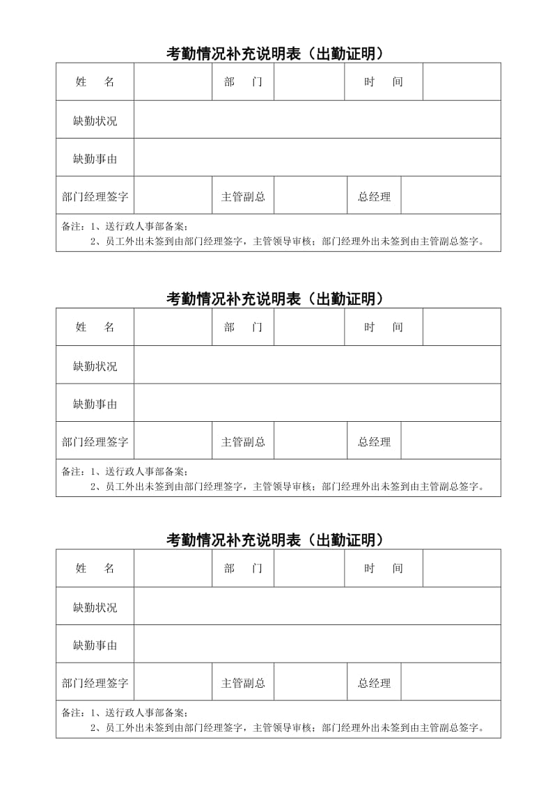 考勤制度个表格_第2页