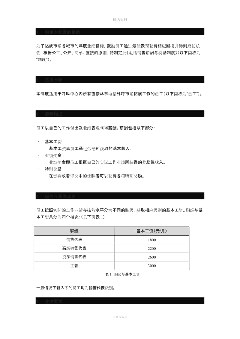 团队电话销售薪酬与奖励制度_第3页