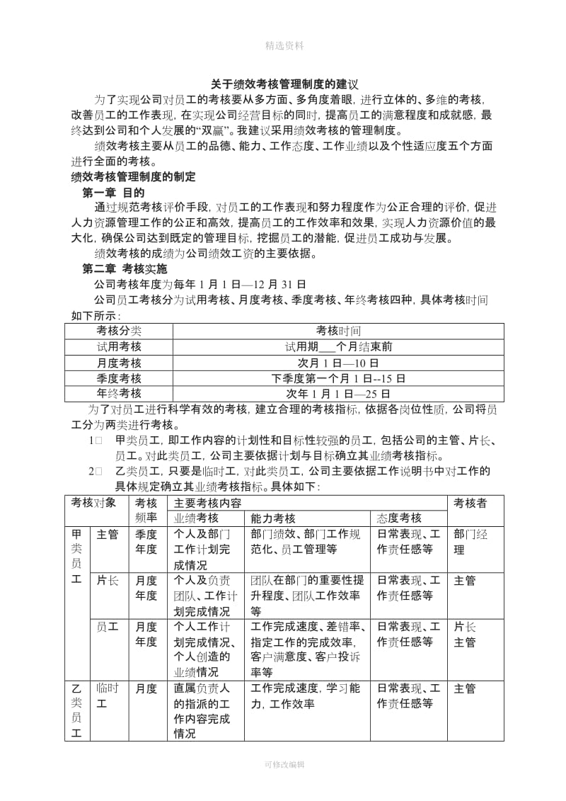 关于绩效考核管理制度的建议_第1页