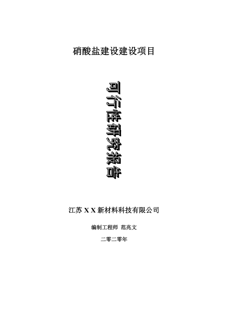 硝酸盐建设建设项目可行性研究报告-可修改模板案例_第1页