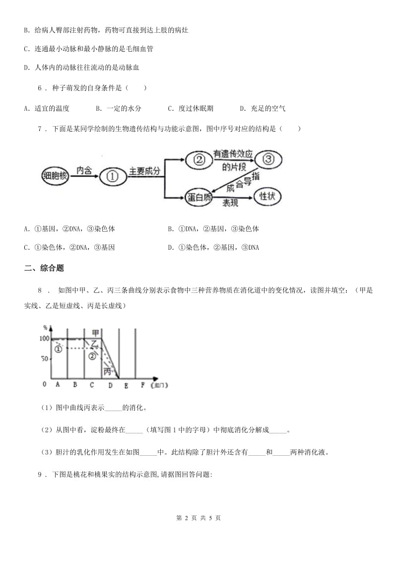 人教版（新课程标准）2020年（春秋版）九年级中考生物试题（I）卷（模拟）_第2页