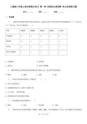 人教版八年級上冊生物第五單元 第一章 動物的主要類群 單元鞏固練習(xí)題