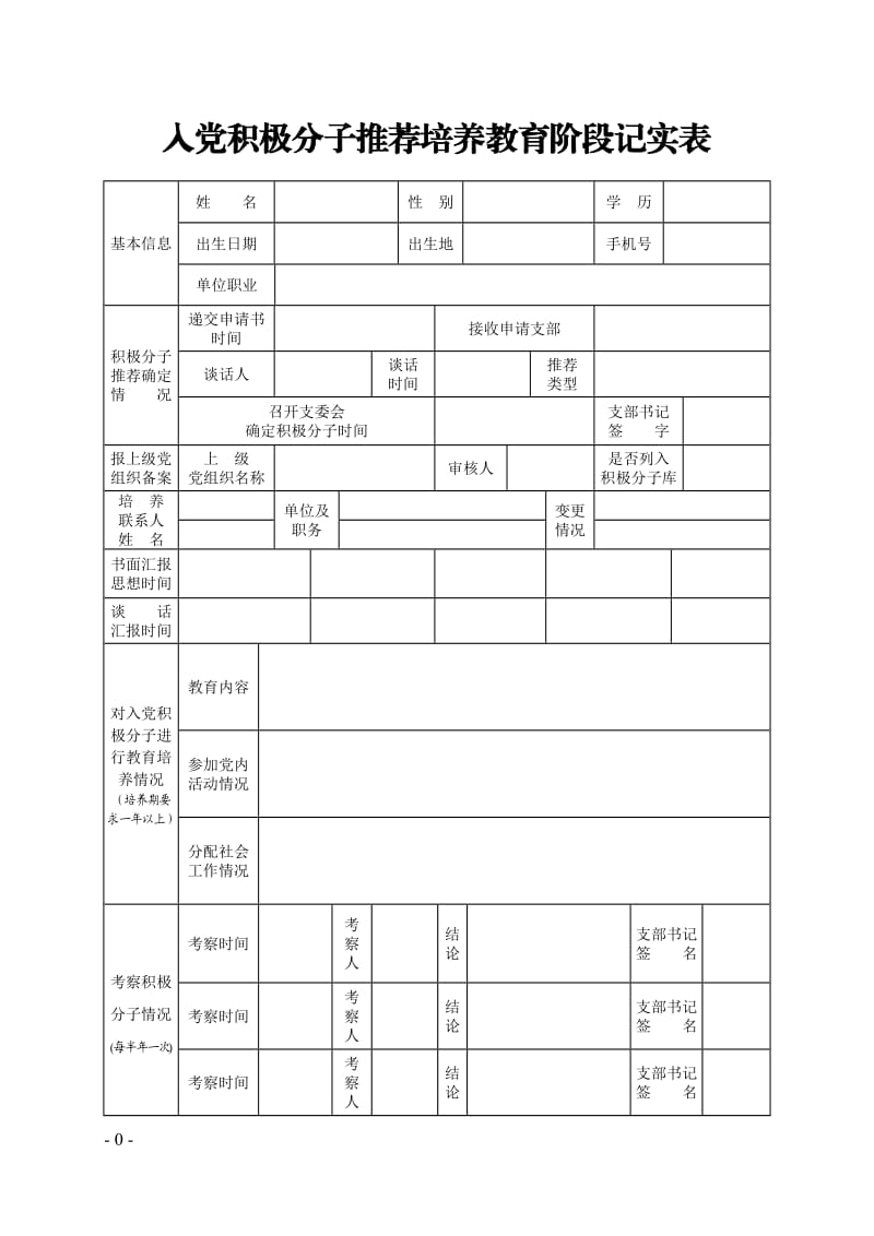 党员发展全程记实制度样表_第1页