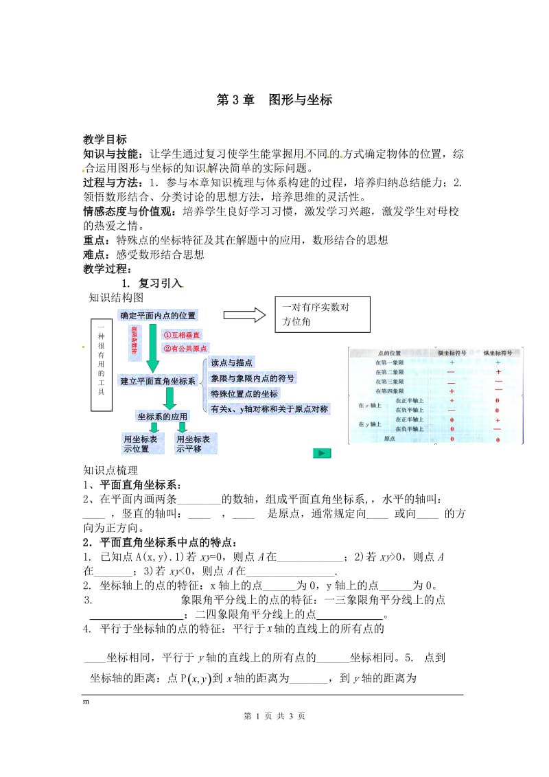 部审湘教版八年级数学下册教案《第3章复习》_第1页