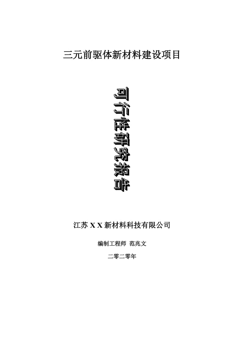 三元前驱体新材料建设项目可行性研究报告-可修改模板案例_第1页