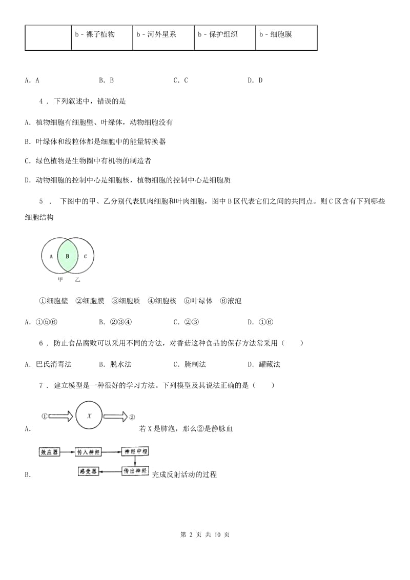 人教版（新课程标准）2019版九年级中考二模生物试题（I）卷（模拟）_第2页