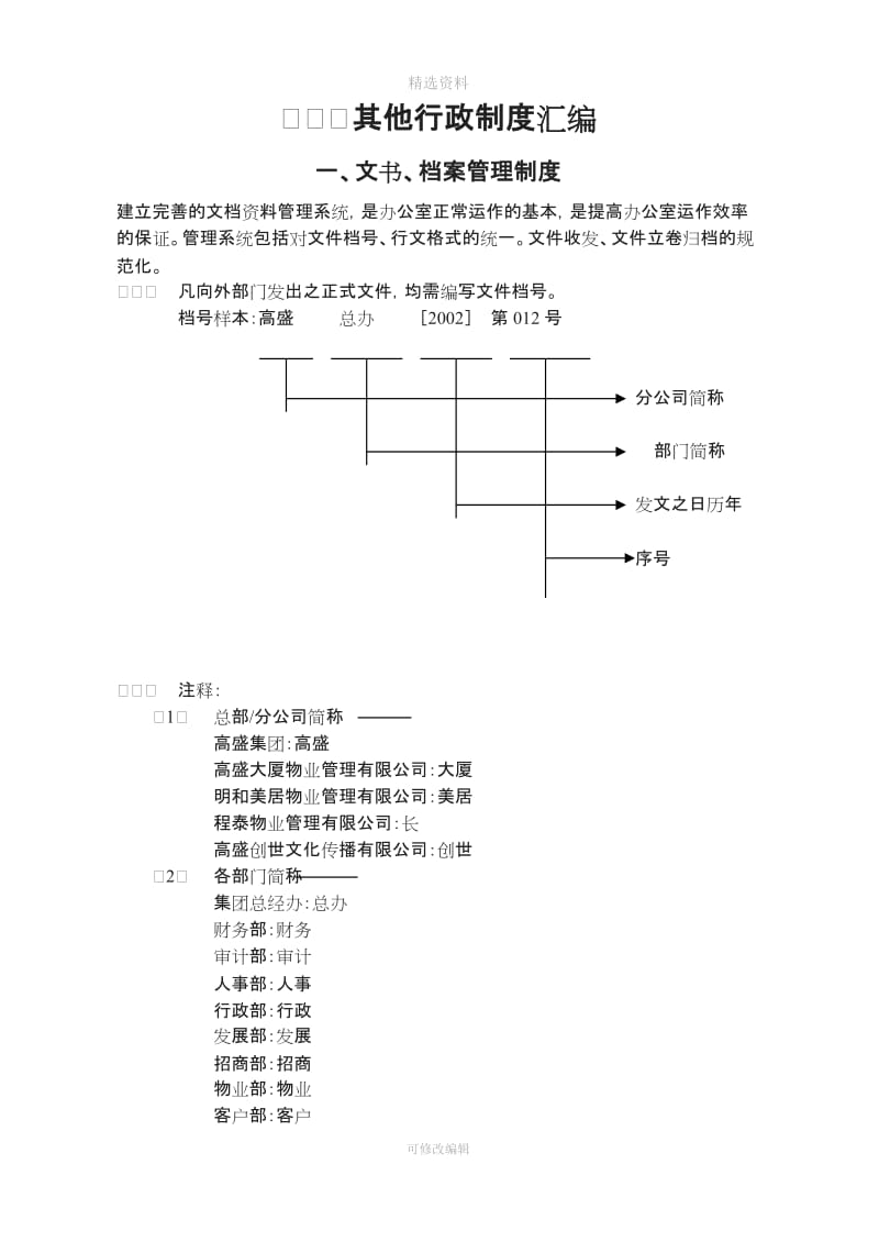 一文书档案管理制度_第1页