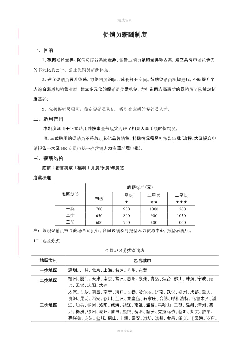 促销员薪酬制度_第1页