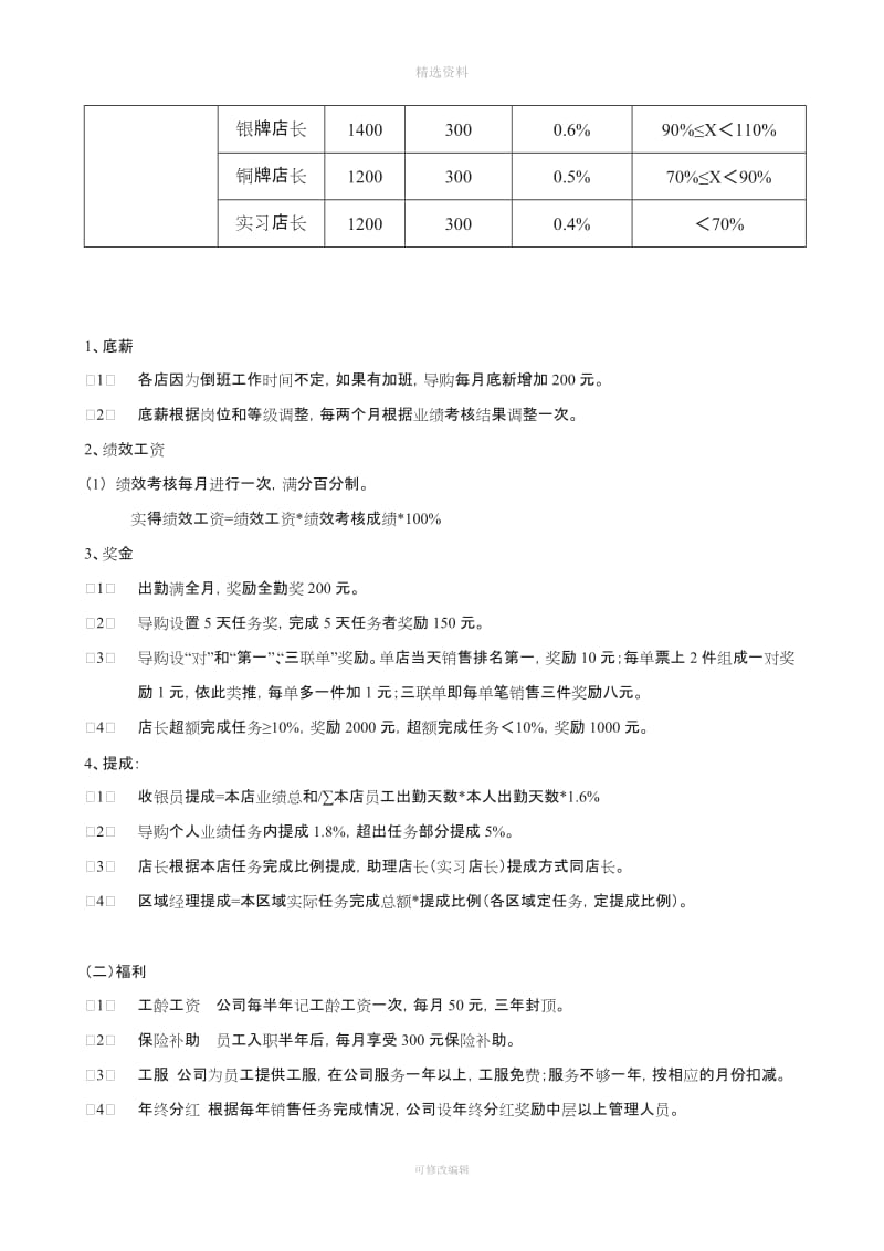 前沿服饰员工薪资制度_第3页