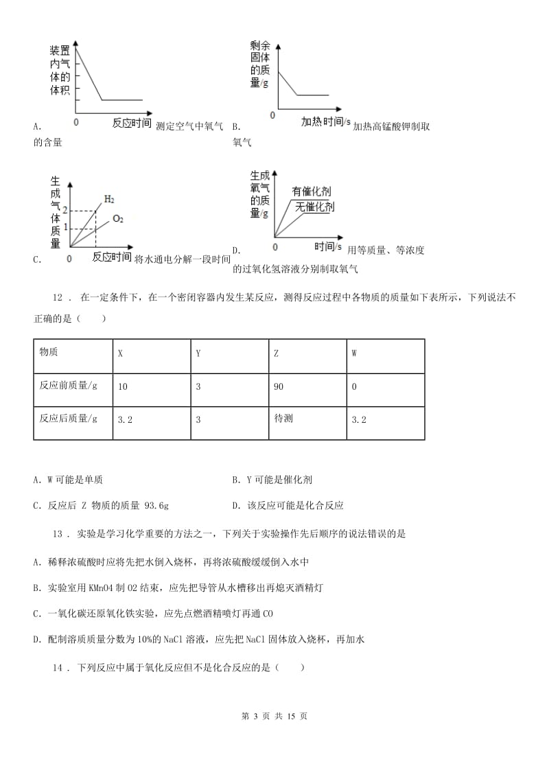 沪教版九年级上册化学 第二章 身边的化学物质 单元测试_第3页