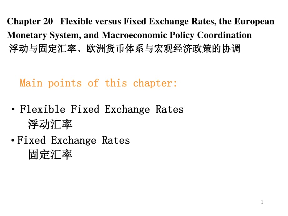 浮動與固定匯率、歐洲貨幣體系與宏觀經(jīng)濟(jì)政策的協(xié)調(diào)_第1頁