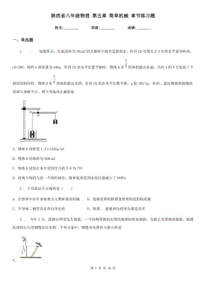 陜西省八年級物理 第五章 簡單機械 章節(jié)練習題