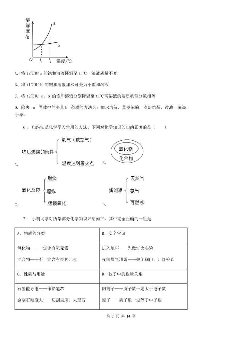 人教版2020年（春秋版）九年级上学期期末考试化学试题A卷（检测）_第2页