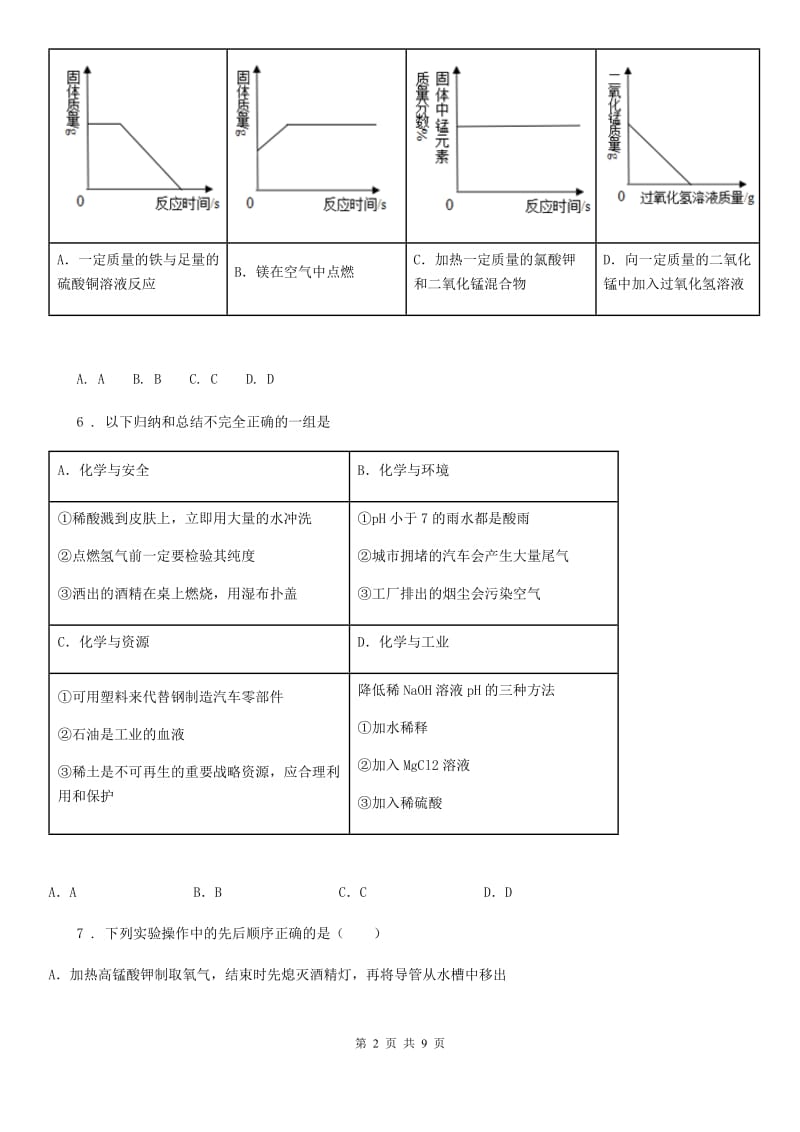 人教版2020年（春秋版）中考化学试题C卷（模拟）_第2页