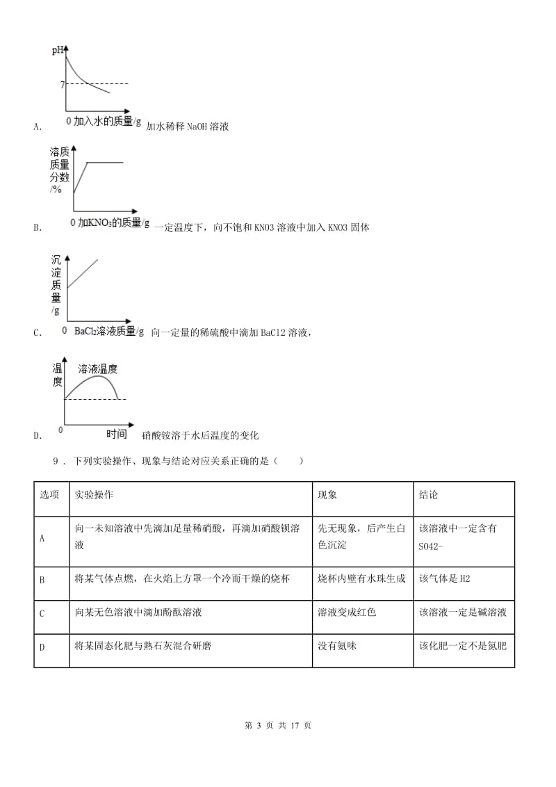 2019版鲁教版九年级化学下册第八单元 核心素养评价卷A卷_第3页