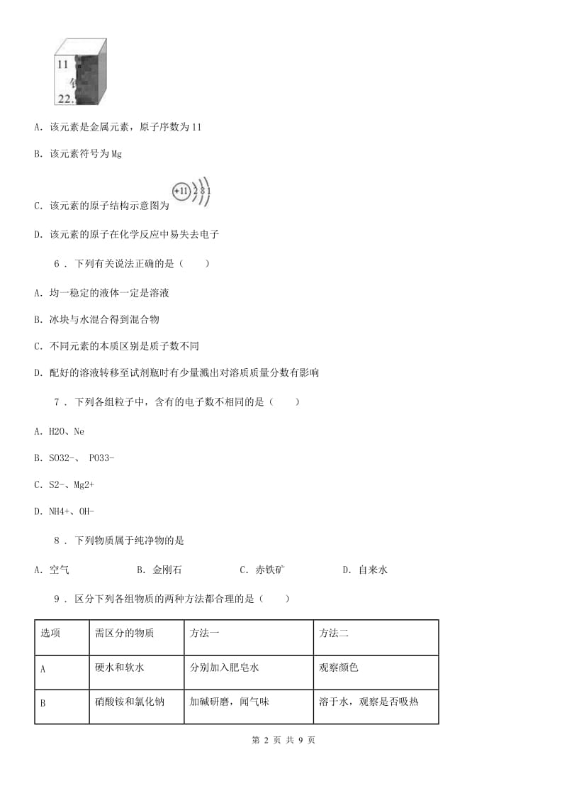 银川市2020年（春秋版）九年级下学期第一次模拟考试化学试题（II）卷_第2页