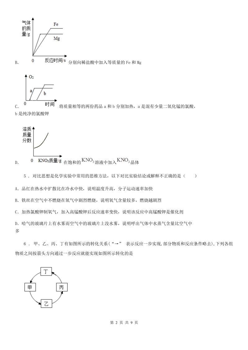 人教版2019-2020年度中考模拟化学试题D卷_第2页