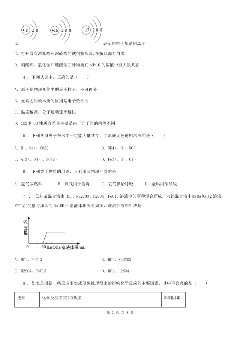 人教版2020年九年级中考模拟化学试题C卷_第2页