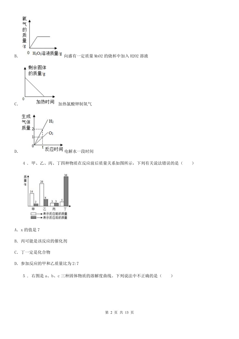 人教版2020年（春秋版）九年级上学期期末化学试题（I）卷(测试)_第2页