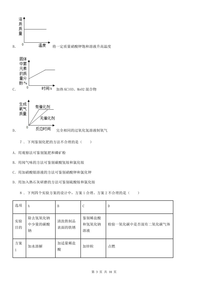 西宁市2019-2020年度九年级下学期第一次月考化学试题D卷_第3页