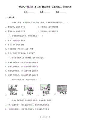 物理八年級(jí)上冊(cè) 第三章 物態(tài)變化 專題訓(xùn)練三 多變的水