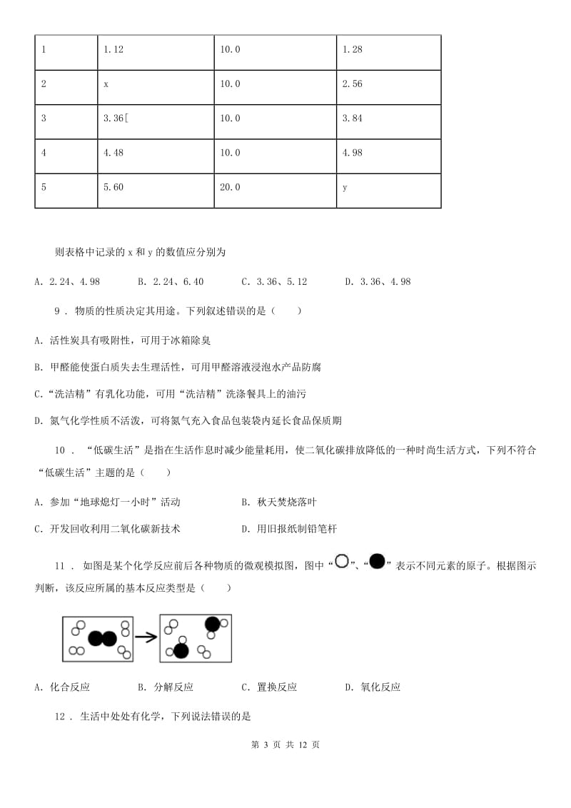 陕西省2019-2020年度九年级下学期中考一模化学试题B卷（模拟）_第3页