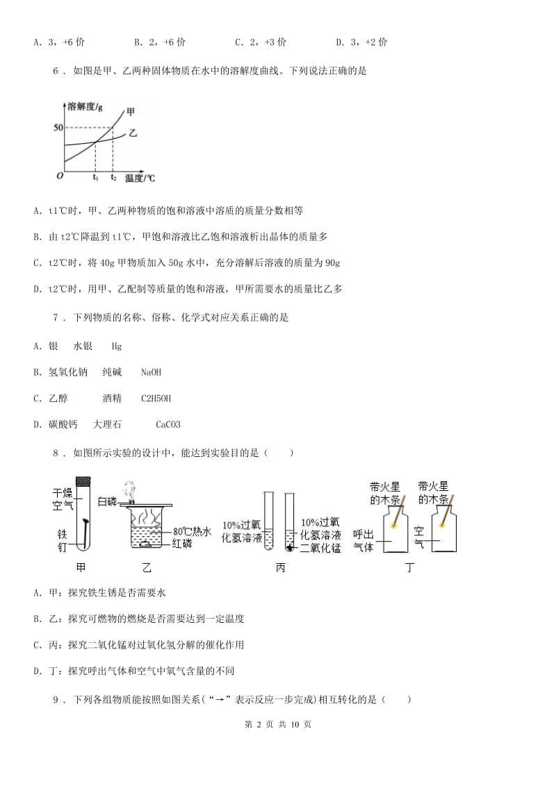 人教版2019-2020学年中考化学试题（I）卷_第2页