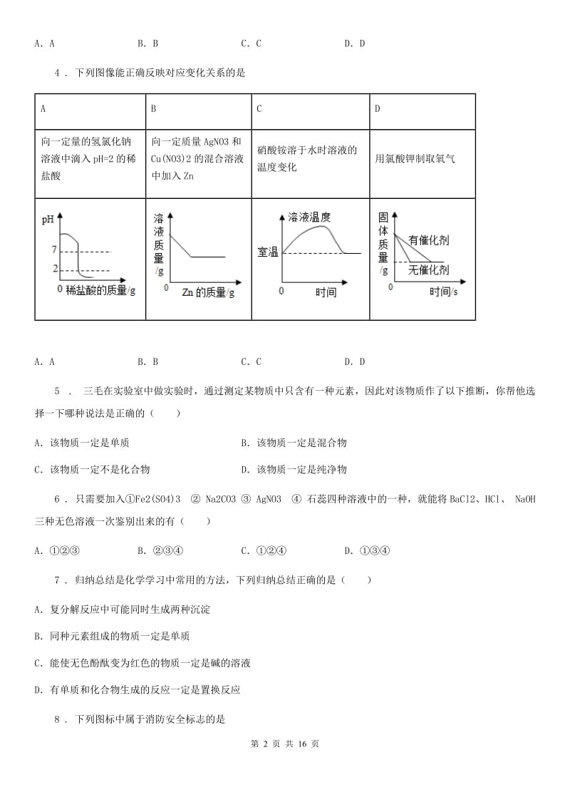 人教版中考冲刺化学试题_第2页