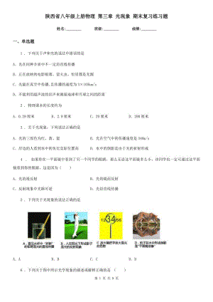 陜西省八年級(jí)上冊(cè)物理 第三章 光現(xiàn)象 期末復(fù)習(xí)練習(xí)題