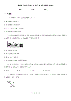 陜西省八年級物理下冊 第六章力和機(jī)械中考演練