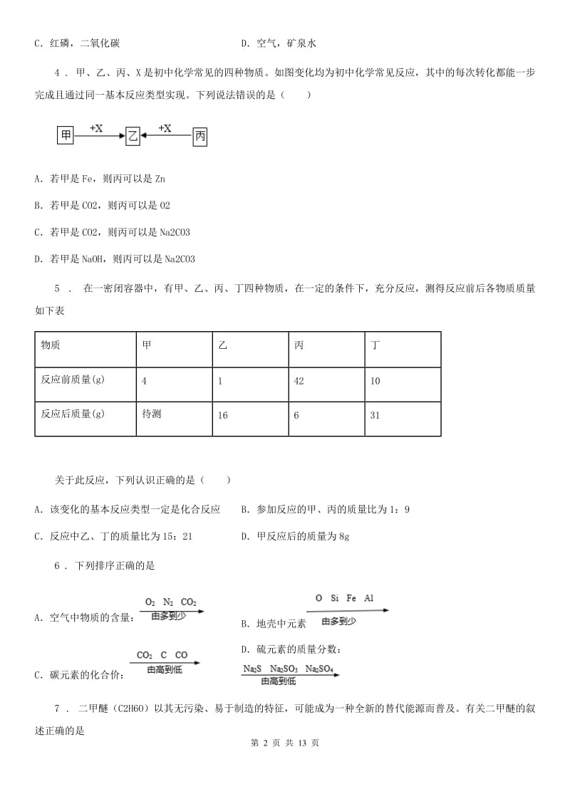 人教版2020版中考一模化学试题A卷（模拟）_第2页