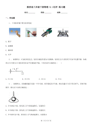 陜西省八年級(jí)下冊(cè)物理 9.1杠桿 練習(xí)題