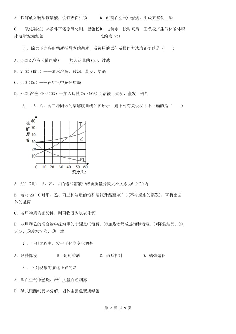 人教版2019版中考化学试题A卷（模拟）_第2页