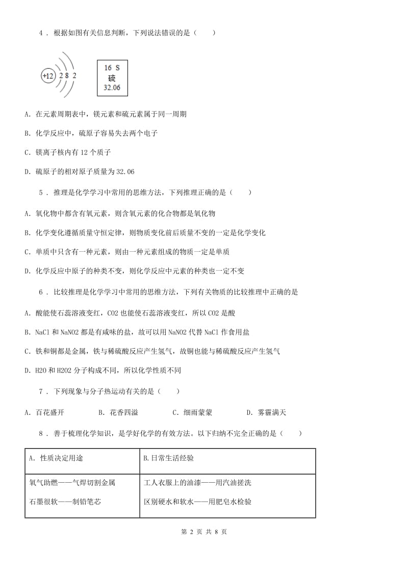 人教版2019年中考一模化学试题（I）卷_第2页